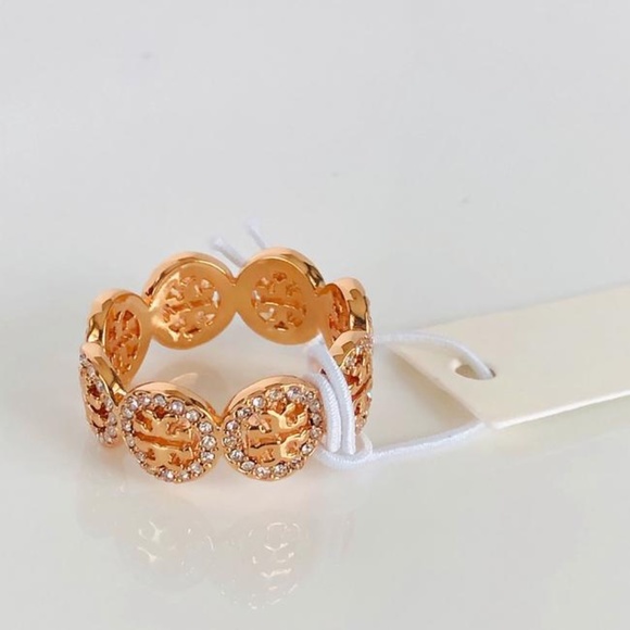 NWT Tory Burch Miller Swarovski Crystal Pave Ring Rose Gold Rtl $215 - Picture 3 of 7